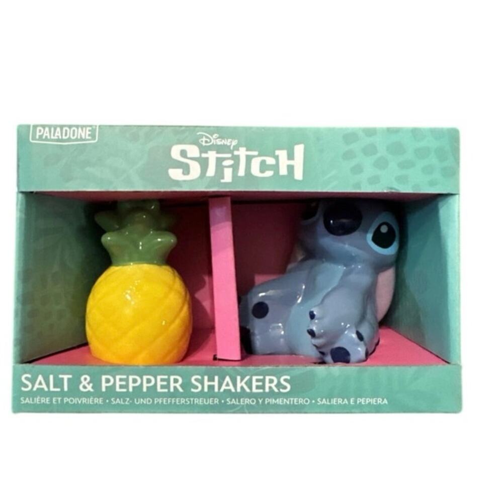PALADONE Stitch & Pineapple Salt and Pepper Shakers  Disney NEW  Box Cermaic Set